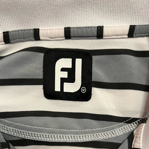FootJoy Grey and White Striped Golf Polo - Picture 2 of 8
